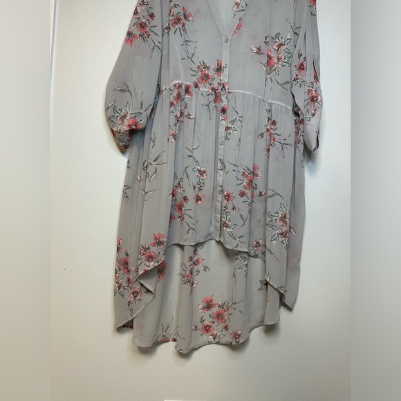 TORRID Chiffon Hi-Low Floral Tunic Top See Through Sheer Design Size 3 - Picture 11 of 15